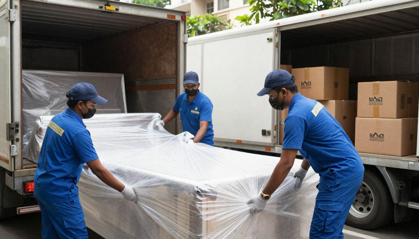 “Household shifting in Kolkata by professional packers and movers packing furniture and cartons safely”