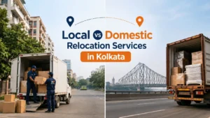 Local vs Domestic Relocation Services in Kolkata by Murti Packers and Movers showing local house shifting and domestic moving truck service