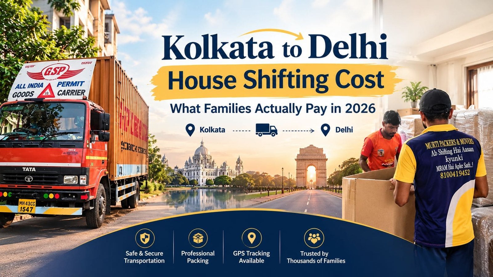 Kolkata to Delhi House Shifting Cost: What Families Actually Pay in 2026